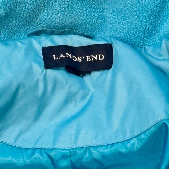 ~~Lands End Woman's Jacket XL/XXL Hooded Puffer BLUE Down Pockets Warm Outdoor - Picture 4 of 5